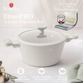 Oala cu capac Berlinger Haus, Sahara Marble, 24 cm, 4.3 L, aluminiu forjat, crem mat/marmura