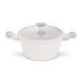 Oala cu capac Berlinger Haus, Sahara Marble, 24 cm, 4.3 L, aluminiu forjat, crem mat/marmura
