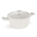 Oala cu capac Berlinger Haus, Sahara Marble, 28 cm, 6.3 L, aluminiu forjat, crem mat/marmura