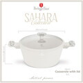 Oala cu capac Berlinger Haus, Sahara Marble, 28 cm, 6.3 L, aluminiu forjat, crem mat/marmura