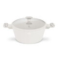 Oala cu capac Berlinger Haus, Sahara Marble, 28 cm, 6.3 L, aluminiu forjat, crem mat/marmura
