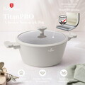 Oala cu capac Berlinger Haus, Sahara Marble, 28 cm, 6.3 L, aluminiu forjat, crem mat/marmura