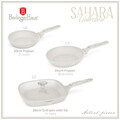 Set 3 tigai si capac Berlinger Haus, Sahara Marble, 20/24/28 cm, aluminiu forjat, crem mat/marmura