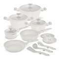 Set pentru gatit Berlinger Haus, Sahara Marble, 15 piese, aluminiu forjat, crem mat/marmura