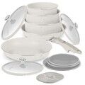 Set pentru gatit Berlinger Haus, Sahara Marble, 13 piese, aluminiu, crem mat/marmura