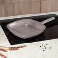 Tigaie grill cu capac Berlinger Haus, Taupe, 28 cm, 2.1 L, aluminiu forjat, taupe mat