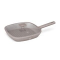 Tigaie grill cu capac Berlinger Haus, Taupe, 28 cm, 2.1 L, aluminiu forjat, taupe mat