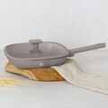 Tigaie grill cu capac Berlinger Haus, Taupe, 28 cm, 2.1 L, aluminiu forjat, taupe mat