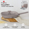 Tigaie grill cu capac Berlinger Haus, Taupe, 28 cm, 2.1 L, aluminiu forjat, taupe mat