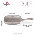 Tigaie grill cu capac Berlinger Haus, Taupe, 28 cm, 2.1 L, aluminiu forjat, taupe mat