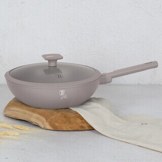 Taupe mat, Tigaie Wok cu capac 28 cm