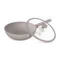 Tigaie Wok cu capac Berlinger Haus, Taupe, 28 cm, 3.2 L, aluminiu forjat, taupe mat