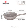 Tigaie Wok cu capac Berlinger Haus, Taupe, 28 cm, 3.2 L, aluminiu forjat, taupe mat