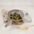 Tigaie Wok cu capac Berlinger Haus, Taupe, 28 cm, 3.2 L, aluminiu forjat, taupe mat