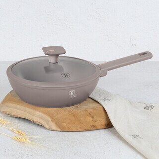 Taupe mat, Tigaie adanca cu capac 24 cm