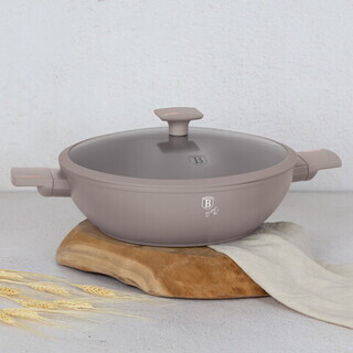 Taupe mat, Tigaie Wok cu capac 30 cm