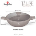 Tigaie Wok cu capac Berlinger Haus, Taupe, 30 cm, aluminiu forjat, taupe mat