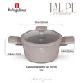 Oala cu capac Berlinger Haus, Taupe, 20 cm, 2.5 L, aluminiu forjat, taupe mat