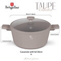Oala cu capac Berlinger Haus, Taupe, 30 cm, 8 L, aluminiu forjat, taupe mat