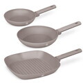 Set 3 tigai Berlinger Haus, Taupe, 20/24/28 cm, aluminiu forjat, taupe mat
