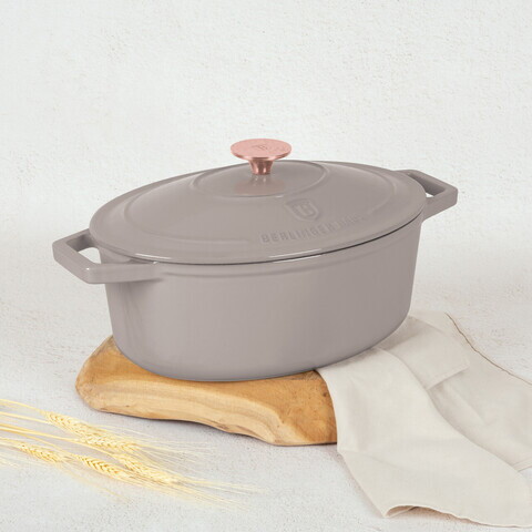 Tava cu capac Berlinger Haus, Taupe, 30x12 cm, 4.65 L, fonta, taupe