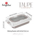 Tava cu capac Berlinger Haus, Taupe, 36.5x24.5x5.5 cm, otel carbon/plastic, taupe mat/alb
