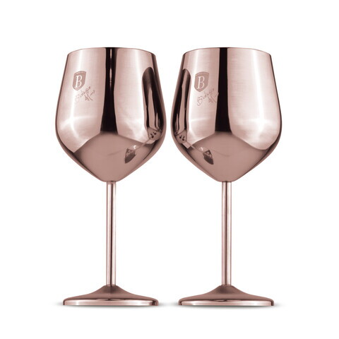 Set 2 pahare pentru vin Berlinger Haus, Taupe/Rose, 550 ml, inox 18/10, roz