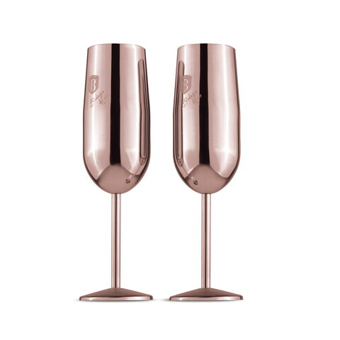 Set 2 pahare pentru sampanie Berlinger Haus, Taupe/Rose, 260 ml, inox 18/10, roz