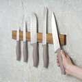 Set 5 cutite cu suport magnetic Berlinger Haus, Taupe, inox/lemn, taupe mat/natur