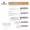 Set 5 cutite cu suport magnetic Berlinger Haus, Taupe, inox/lemn, taupe mat/natur