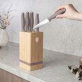 Set 5 cutite cu suport patrat Berlinger Haus, Taupe, inox/bambus, taupe mat/natur