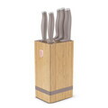 Set 5 cutite cu suport patrat Berlinger Haus, Taupe, inox/bambus, taupe mat/natur