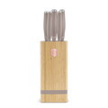 Set 5 cutite cu suport patrat Berlinger Haus, Taupe, inox/bambus, taupe mat/natur