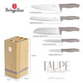 Set 5 cutite cu suport patrat Berlinger Haus, Taupe, inox/bambus, taupe mat/natur