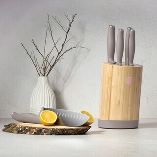 Taupe mat;Natur, Set cu suport rotund