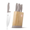 Set 5 cutite cu suport rotund Berlinger Haus, Taupe, inox/bambus, taupe mat/natur