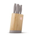 Set 5 cutite cu suport rotund Berlinger Haus, Taupe, inox/bambus, taupe mat/natur