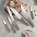 Set 5 cutite cu suport rotund Berlinger Haus, Taupe, inox/bambus, taupe mat/natur