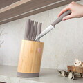 Set 5 cutite cu suport rotund Berlinger Haus, Taupe, inox/bambus, taupe mat/natur