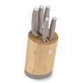 Set 5 cutite cu suport rotund Berlinger Haus, Taupe, inox/bambus, taupe mat/natur