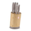 Set 5 cutite cu suport rotund Berlinger Haus, Taupe, inox/bambus, taupe mat/natur