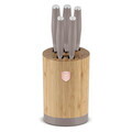 Set 5 cutite cu suport rotund Berlinger Haus, Taupe, inox/bambus, taupe mat/natur