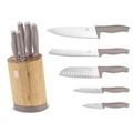 Set 5 cutite cu suport rotund Berlinger Haus, Taupe, inox/bambus, taupe mat/natur