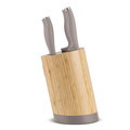 Set 5 cutite cu suport rotund Berlinger Haus, Taupe, inox/bambus, taupe mat/natur