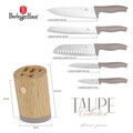 Set 5 cutite cu suport rotund Berlinger Haus, Taupe, inox/bambus, taupe mat/natur