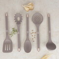 Set 5 ustensile de bucatarie cu suport, Berlinger Haus, Taupe, nailon/plastic, taupe mat