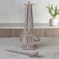 Set 5 ustensile de bucatarie cu suport, Berlinger Haus, Taupe, nailon/plastic, taupe mat