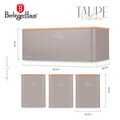 Set cutie pentru paine si 3 recipiente Berlinger Haus, Taupe, 33x18x12 cm, otel carbon, taupe mat/natur
