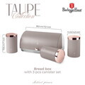 Set cutie pentru paine si 3 recipiente Berlinger Haus, Taupe, 38.5x28x18.5 cm, inox, taupe