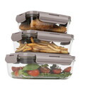 Set 3 caserole cu capac Berlinger Haus, Taupe, 570 ml / 840 ml / 1.18 L, sticla/plastic, taupe/transparent